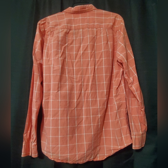 Mens Tall Button down coral white striped long sleeve shirt American Eagle - Picture 4 of 4